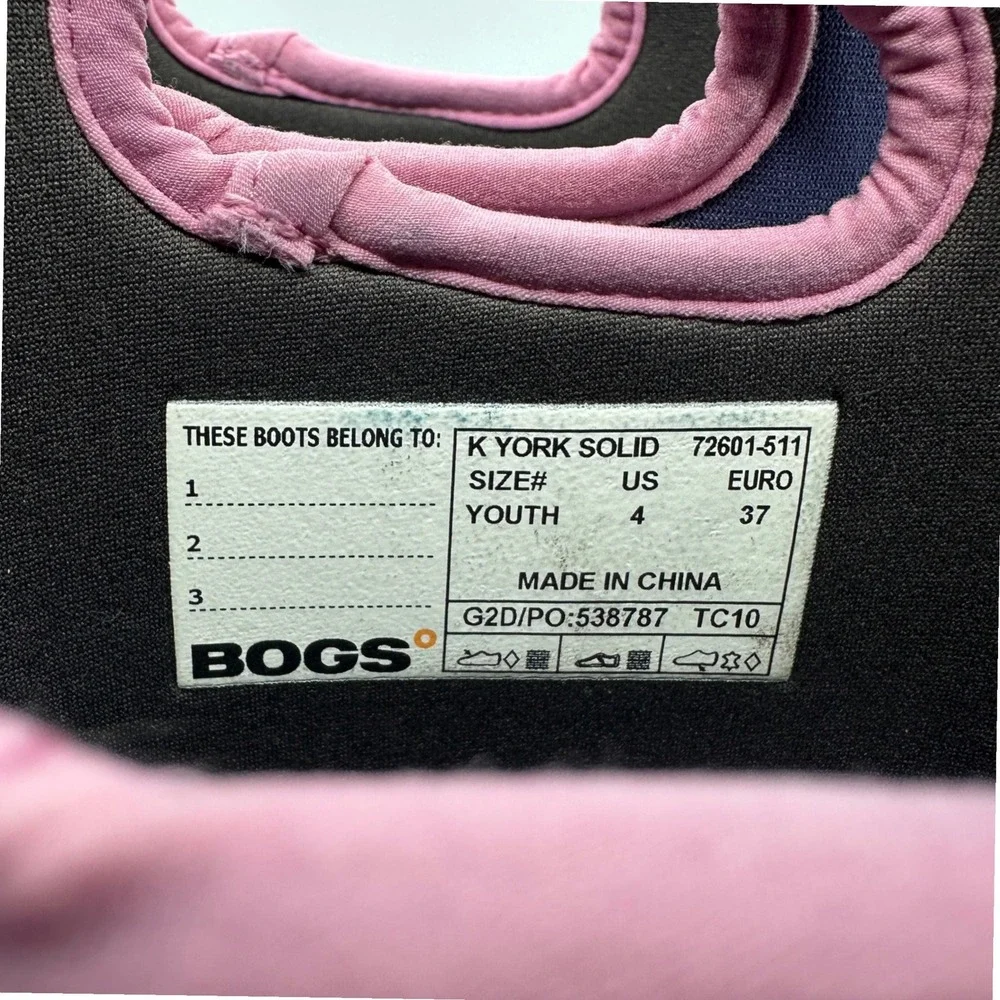 Bogs Kids York Solid Waterproof Winter Boots Grape Purple Pink Youth Sz 4 EU‎ 37